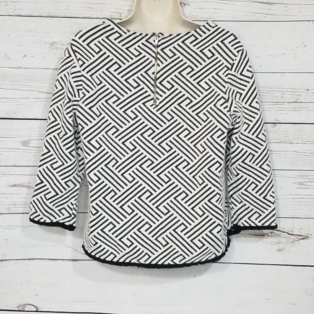 Anthro W5 Black and White Patterned Knit Top - Picture 4 of 7